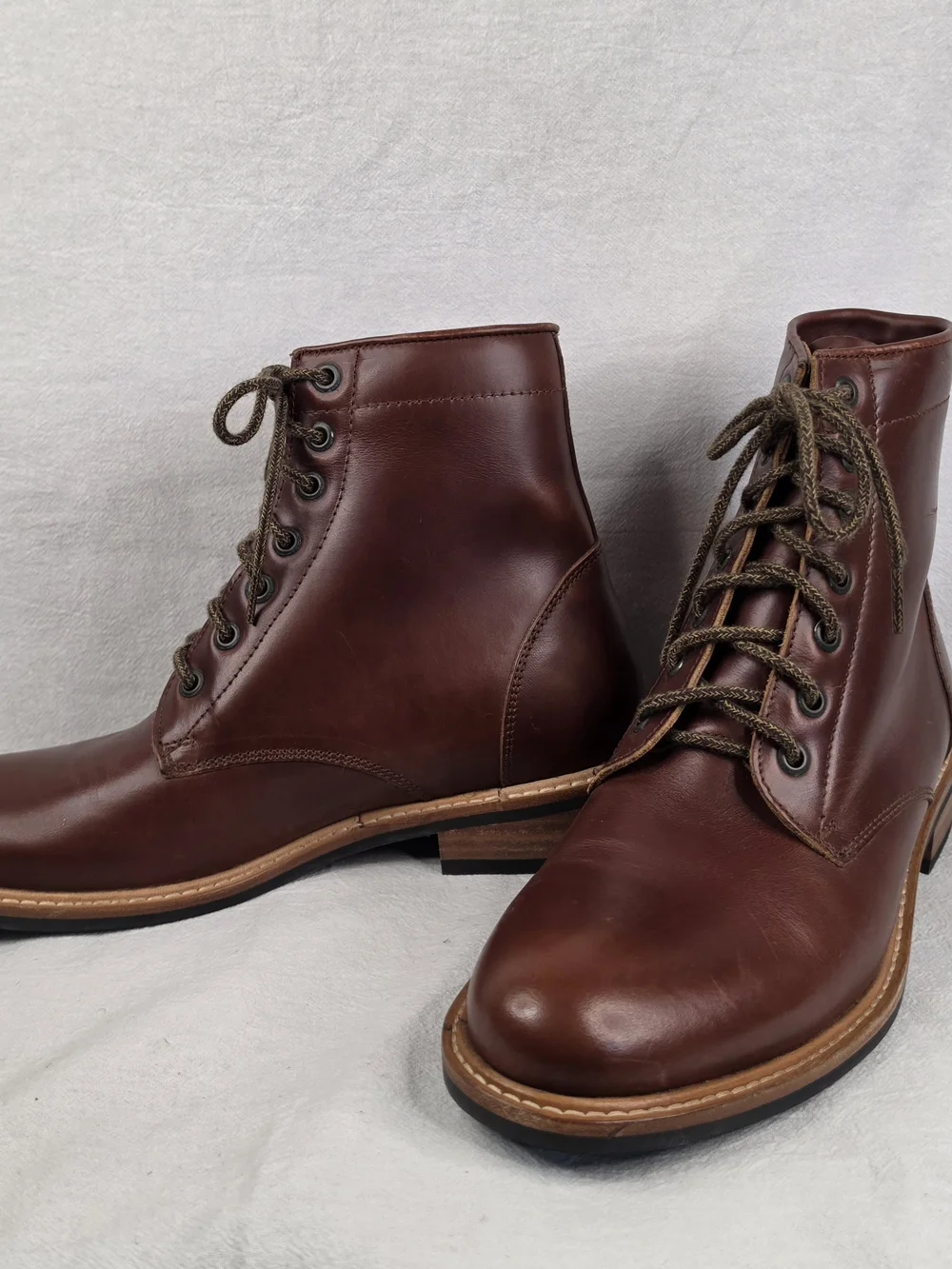 Nisolo Andres Everyday Boots Brandy Brown Leather Lace Up Mens 9